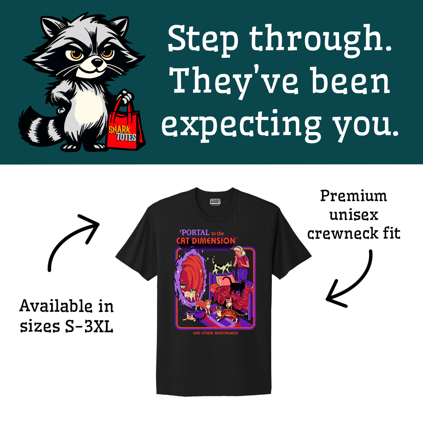 Portal to the Cat Dimension Black T-shirt