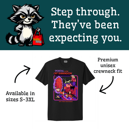 Portal to the Cat Dimension Black T-shirt