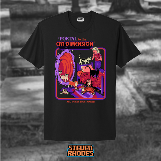 Portal to the Cat Dimension Black T-shirt